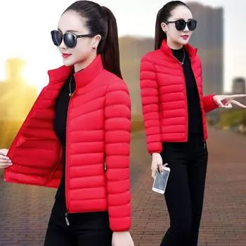 одежда, новые облегающие и легкие куртки на хлопковой подкладке, женская мода на зимнюю одежду на хлопковой подкладке, тонкие и универсальные куртки M recommends 75-45 kg чёрный