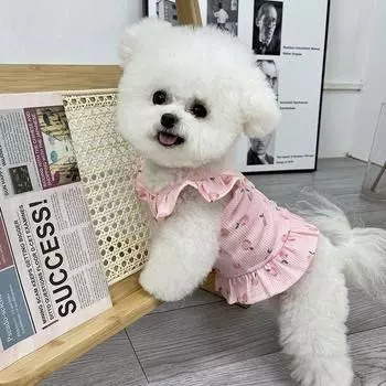 Одежда принцессы для собак, маленькая собака, свадебное платье, платье принцессы, весна-лето, мягкая милая юбка с развевающимися рукавами, одежда для домашних животных S розовый