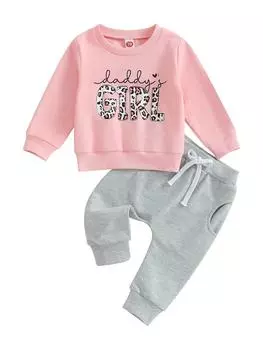 Одежда с длинными рукавами для маленьких мальчиков, модная толстовка с буквенным принтом, топы, эластичные штаны, костюм для детской осенней одежды 6-12 Months