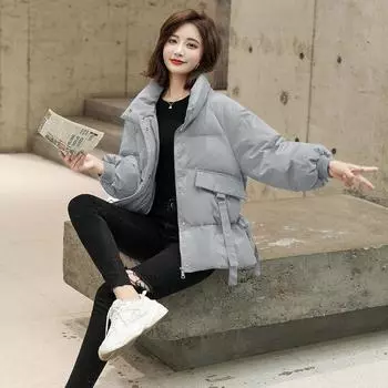 Одежда с хлопковой подкладкой для женщин. Новые зимние пальто — плотные, свободные и симпатичные. Одежда в гонконгском стиле, короткие куртки с хлопковой подкладкой. S [Recommended 85-50kg]