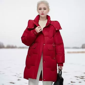 Одежда с хлопковой подкладкой, средней и длинной длины, облегающая одежда с хлопковой подкладкой, модная версия, свободные куртки с хлопковой подкладкой, зимние утепленные куртки M белый