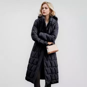 Одежда с хлопковой подкладкой, женская, длиной до колена, зимняя утепленная куртка в иностранном стиле, модный темперамент, стройная и тонкая, одежда, защищающая от холода L красный