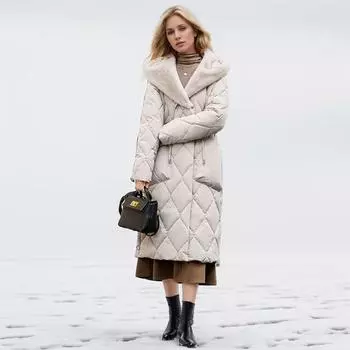 Одежда с хлопковой подкладкой, женская с капюшоном выше колена, удлиненные фасоны, утолщенный теплый плюшевый воротник, модный стиль, завязка на шнурке M