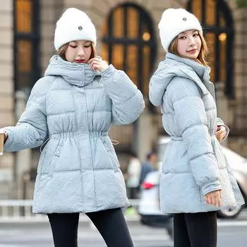 Одежда с хлопковой подкладкой, женская, средней и длинной длины, зимняя, с укороченной талией и тонкая, одежда с хлопковой подкладкой, маленькие куртки с хлопковой подкладкой L чёрный