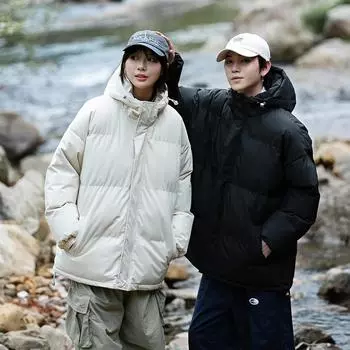 Одежда с капюшоном и хлопковой подкладкой Мужская мода Модные мужские теплые куртки с хлопковой подкладкой Мужские однотонные зимние теплые куртки Свободный вариант Закрытые рукава M