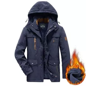 Одежда с капюшоном и хлопковой подкладкой. Мужская повседневная бархатная утепленная куртка. Осенне-зимняя ветрозащитная куртка с несколькими мешками и хлопковой подкладкой. M серый