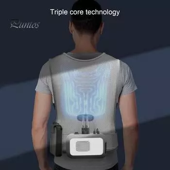 Одежда с кондиционером и водяным охлаждением. Охлаждение 12 градусов по Цельсию. Ощущение льда. Передвижной источник питания. Носимый охлаждающий жилет. белый