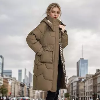 Одежда с подкладкой из хлопка, женская новая, с подкладкой, средняя и длинная, выше колена, куртка большого размера, утолщенная куртка с подкладкой из хлопка, куртка для хлеба M белый