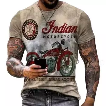 Одежда с принтом винтажных мотоциклов Мужские футболки с рисунком Мужская летняя одежда Футболки Мужские футболки с коротким рукавом Винтажные футболки с рисунком S