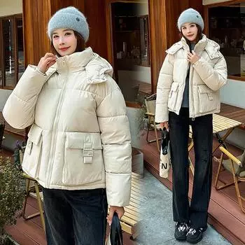 Одежда с пуховой подкладкой из хлопка для женщин с новым дизайнерским вкусом, зимние утолщенные куртки с хлопковой подкладкой, студенческая одежда с хлопковой подкладкой, одежда для хлеба, куртки M
