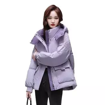 Одежда с пуховой подкладкой из хлопка, женская 2024, новая короткая одежда, универсальная зимняя одежда, корейская версия, свободная одежда с капюшоном из хлопка, куртка прилив M [Recommended below 57.5 kg] жёлтый