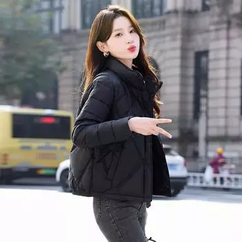 Одежда с ромбовидным пухом на хлопковой подкладке для женщин зимой 2024 года, новая мода и популярная одежда с хлопковой подкладкой для невысоких мужчин и короткие куртки с хлопковой подкладкой M