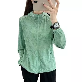 Одежда с высокой эластичностью и защитой от солнца для женщин, дышащее пальто больших размеров L зелёный