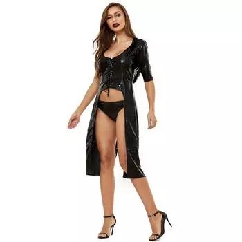 Одежда S-XXL, длинный плащ Мрачного Жнеца, плащ, одежда из лакированной кожи, платье воскрешения для Фестиваля Призраков, одежда ведьм, костюмы на Хэллоуин. S