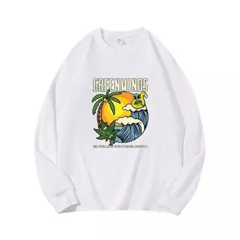 Одежда Sea Wave Autumn, длинный рукав, чистый хлопок, новый мужской и женский топ, весенний внутренний слой, базовая рубашка, футболка с круглым вырезом и длинными рукавами M коричневый