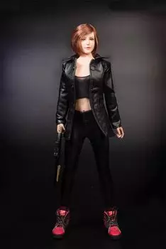 Одежда Сексуальная Одежда Женская Черная Сексуальная Длинная Кожаная Пальто не 1/6 1/6 1/6 Женская (Тело, голова, обувь и т.д.. включены)