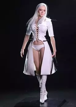 одежда сексуальная одежда женская кожаная куртка с капюшоном длинная кожаная куртка крутая боевая форма сексуальная кожаная куртка и тело не 1/6 1/6 (голова включена)