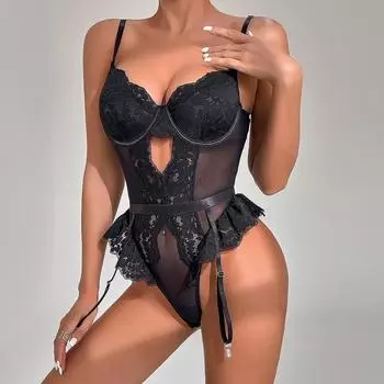 Одежда сексуальное нижнее белье изысканное кружево вышивка сетка шитье удобный бюстгальтер сборка юбка комбинезон женский S