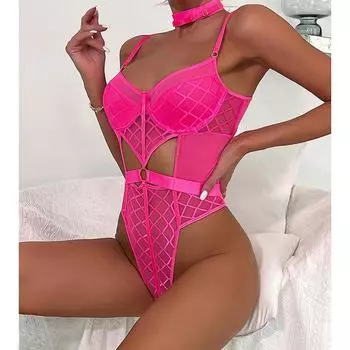 Одежда сексуальное нижнее белье сетчатая ткань сексуальная и удобная перспектива сборка пояс шея комбинезон S