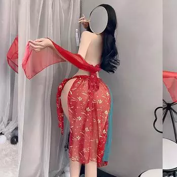 Одежда сексуальное нижнее белье сексуальная униформа танцовщица дуньхуан фэйтянь экзотический костюм бронзовый топ-труба перспектива ханьфу древняя одежда One size