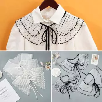 Одежда, шаль, украшение, съемный накладной воротник, лацкан, половина рубашки, кружевной искусственный воротник, мини-накидка 2