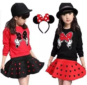 Одежда в горошек Minnie с 3 предметами RB BR Christmas lower [Sai Aya] Детская повязка на голову, комплект, костюм, дети, Хэллоуин, (BR (верхний черный, красный), 110)