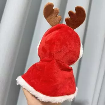 Одежда в рождественском стиле для плюшевой куклы Лабубу, одежда из красного толстовки с капюшоном, аксессуары для кукол, милые рождественские украшения OneSize