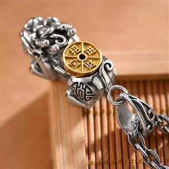 Одежда высшего качества из серебра 925 пробы, ожерелье-цепочка для мужчин, ювелирные изделия, счастливая монета, богатство, животное Pixiu, кулон, мужское ожерелье для подарка парню