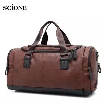 Одежда высшего качества, повседневная дорожная дорожная сумка из искусственной кожи, мужская большая вместительная дорожная сумка-тоут, черная сумка чёрный