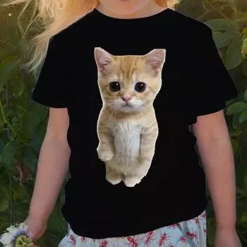 Одежда Японская аниме детская футболка Кот Каваи Манга Детская футболка Детская одежда Футболка Топы Футболка Мальчики Девочки Футболка Детские топы 110