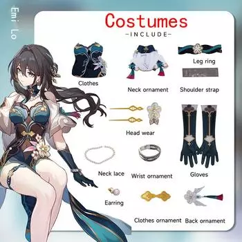 Одежда Ysir Emi Lo Cos Honkai Impact Ruan Mei s, одежда для косплея, полный комплект аниме C, женская одежда XXL зелёный