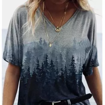 Одежда, женская футболка с графическим принтом, летняя футболка с коротким рукавом и v-образным вырезом, повседневный свободный топ, большой размер, женская уличная одежда, размер топа XXS