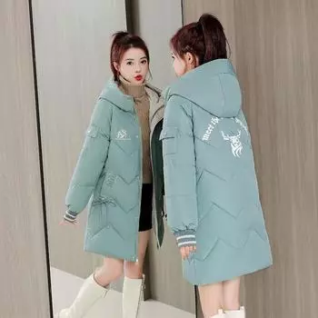 одежда женская корейская версия свободная большого размера хлопковая куртка с подкладкой 2024 зимняя одежда с рисунком в виде хлеба одежда с подкладкой из хлопка M 95-55 kg жёлтый