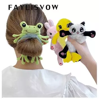 Одежда женская мода плюшевые волосы галстук милый 3D животных галстук волосы голова веревка хвост кобура