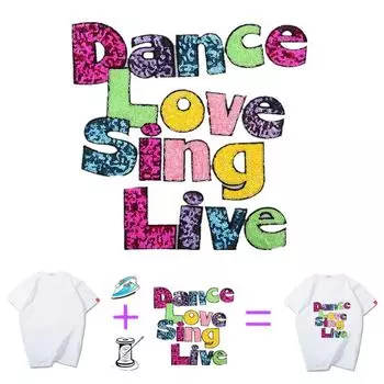 Одежда Женская рубашка Топ Diy Буква Patch Мультфильм Блестки Deal With It Футболка Iron On Нашивки Для Одежды Наклейки One Size