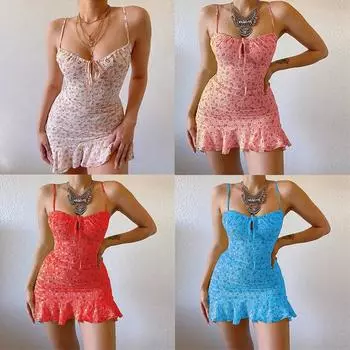 Одежда женское цельное платье сексуальное платье с цветочным принтом на груди летнее платье S белый