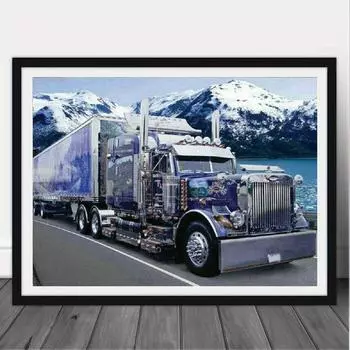 Один 11,8x15,7 дюймов 5D DIY Алмазная картина Грузовик Вышивка крестиком, Набор для вышивания, Алмазная картина со стразами, Ручной подарок для украшения дома Round drill 30x40cm