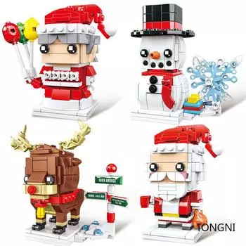 Один 1 шт. Рождественский Санта-Клаус, лось, снеговик, модель дерева, строительные блоки, модель, подарочные игрушки для детей, Рождество