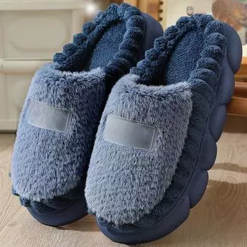 [Один] 2024 Новые мужские большие хлопковые домашние зимние тапочки - Нескользящие, с толстой подошвой, теплые 42-43
