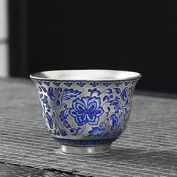 Один чайник и две чашки «Запутанный лотос», керамический серебряный чайный сервиз, подарочный портативный чайный сервиз для кунг-фу, подарочная коробка, сувенир Twined Branch Lotus Teacup