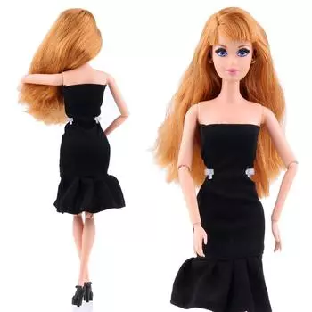 [Один] Черное модное платье принцессы ручной работы, одежда для куклы чёрный