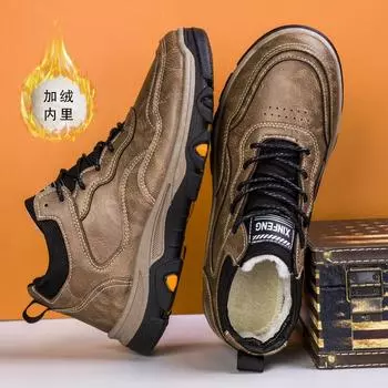 [Один хлопок того же стиля] Зимняя мужская обувь 2024 года, походная обувь для активного отдыха, модные повседневные зимние ботинки, бархатная теплая хлопковая обувь 39