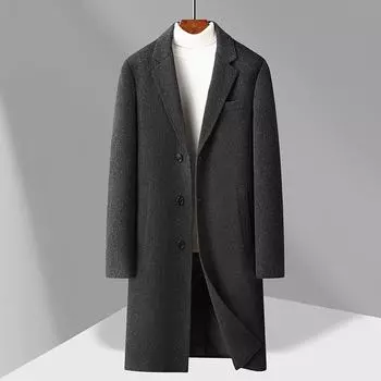 Один или два, наденьте шерстяное пальто, тренчкот, мужскую белую куртку на утином пуху, длинное шерстяное пальто в деловом стиле выше колена. 170 чёрный