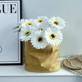 Один искусственный солнечный букет из хризантемы PU Fulan Flower Home Flower Arrangement Decorative Искусственное цветочное украшение Angelica белый