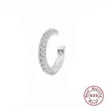 Один круг клипса для ушей в модном стиле слегка инкрустированный цирконий классическая пряжка для ушей серьги из стерлингового серебра 925 пробы без сережек 925 Silver