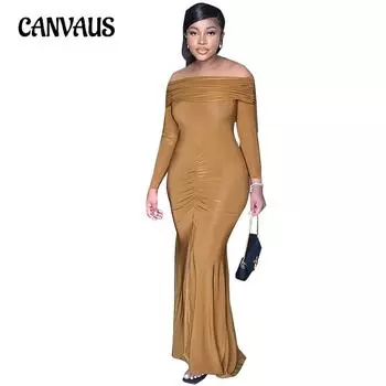 Один вырез сексуальное разделение пакет бедра тонкий женское платье вечерние платья S красный