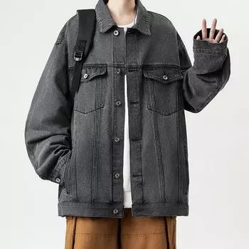 Одинаковая мужская и женская куртка Джинсовая куртка Универсальная стираная куртка с длинными рукавами M