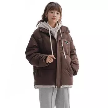 одинаковый стиль для мужчин и женщин, стиль для пары, свободный и повседневный на осень и зиму, утолщенное теплое пальто с хлопковой подкладкой S чёрный