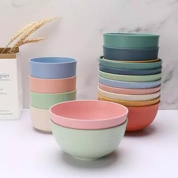 Одинарная бытовая посуда Пшеничная солома Рисовая миска для риса Японская миска для лапши Рамен Десертная миска для супа с лапшой быстрого приготовления светло-зеленый