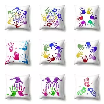 Одинарная наволочка с отпечатком руки для офисного поясного дивана 40x40cm